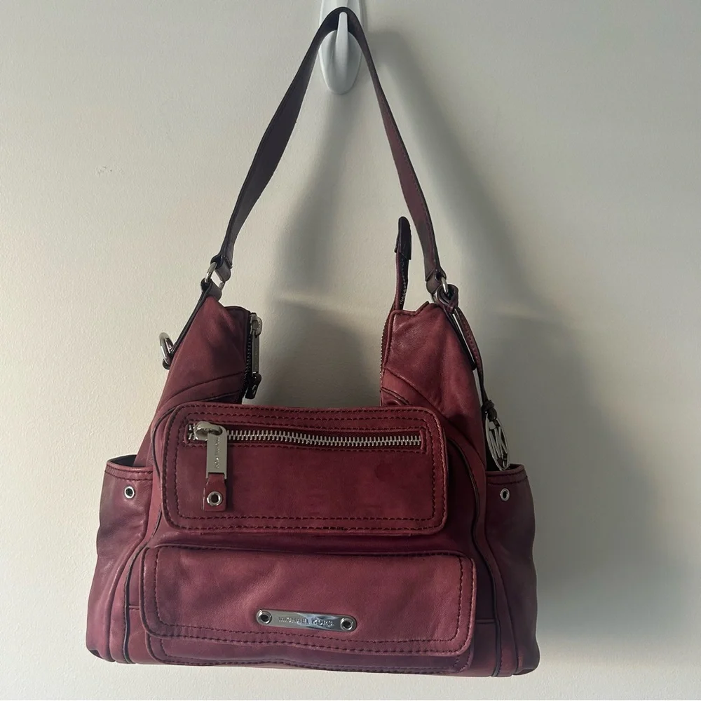 Michael Kors oxblood leather handbag 90’s Y2K